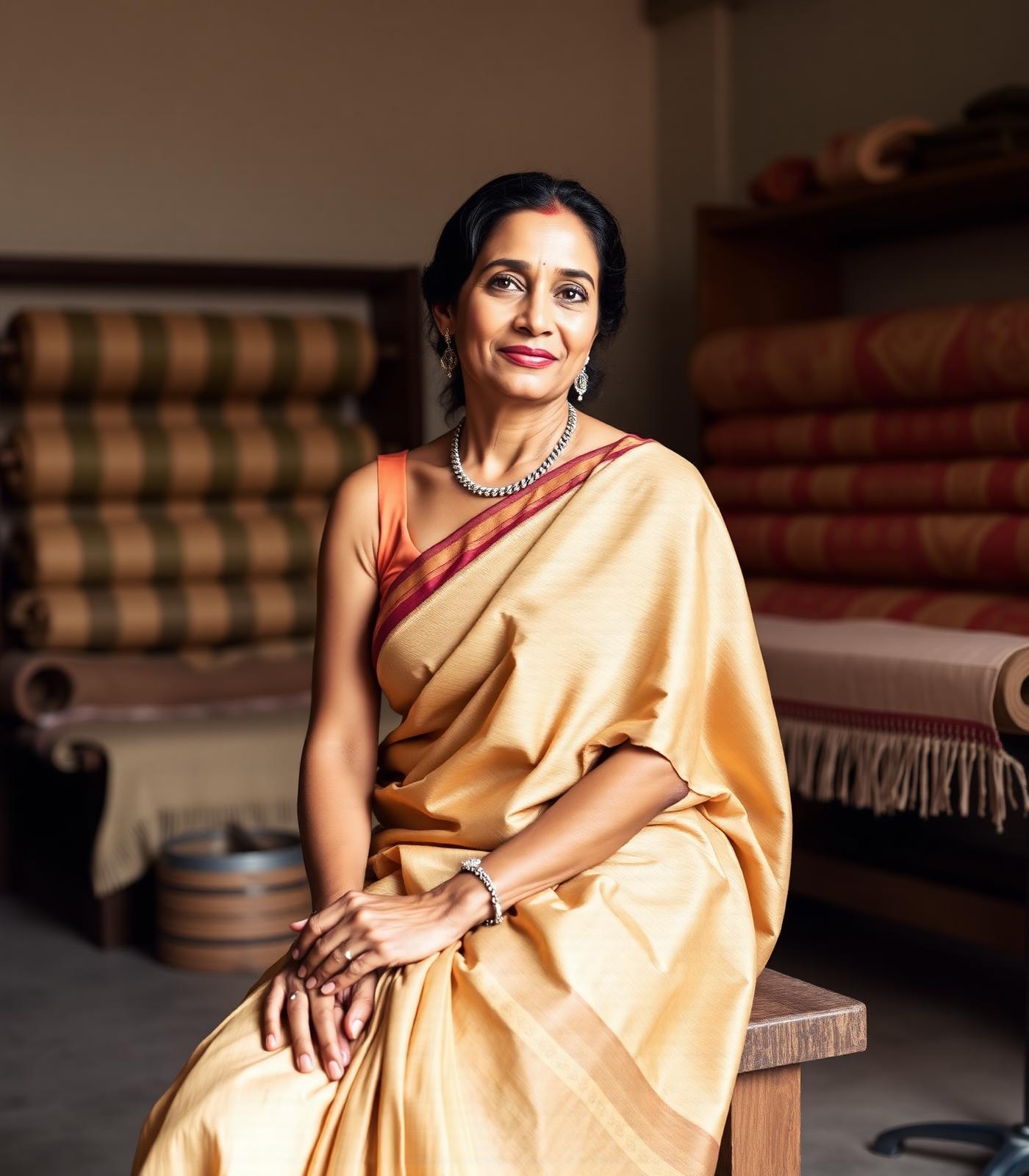 Saroj, founder of Annusar, in her atelier